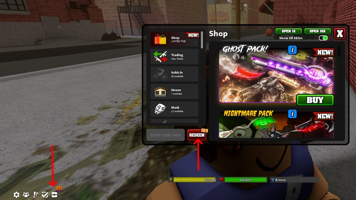 Da Hood codes screenshot