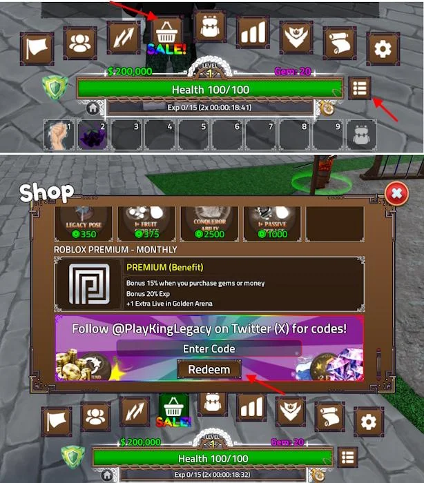 King Legacy codes screenshot