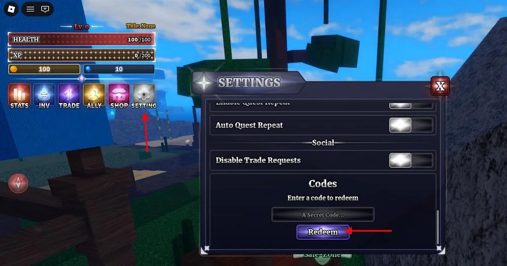 Sailor Piece codes screenshot