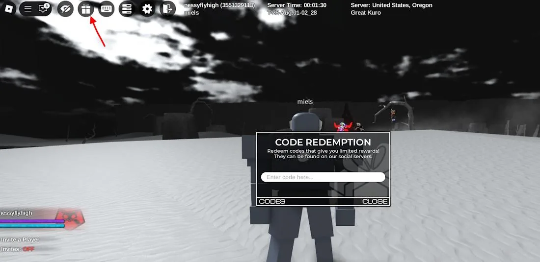 How to redeem Type Soul codes in-game interface